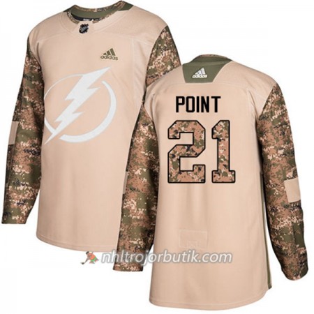 Män Ishockey Tampa Bay Lightning Tröja Brayden Point 21 Adidas 2017-2018 Camo Veterans Day Practice Authentic